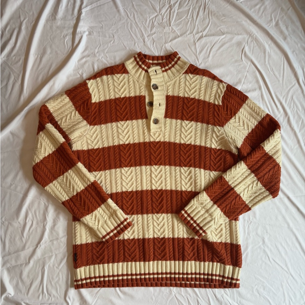Sean John Cream and Brown Crewneck Sweater